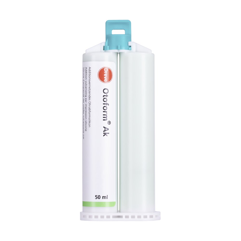 SILICONA DE IMPRESIÓN DE OÍDO DREVE OTOFORM AK · 8 cartuchos dobles de 2 x 25 ml